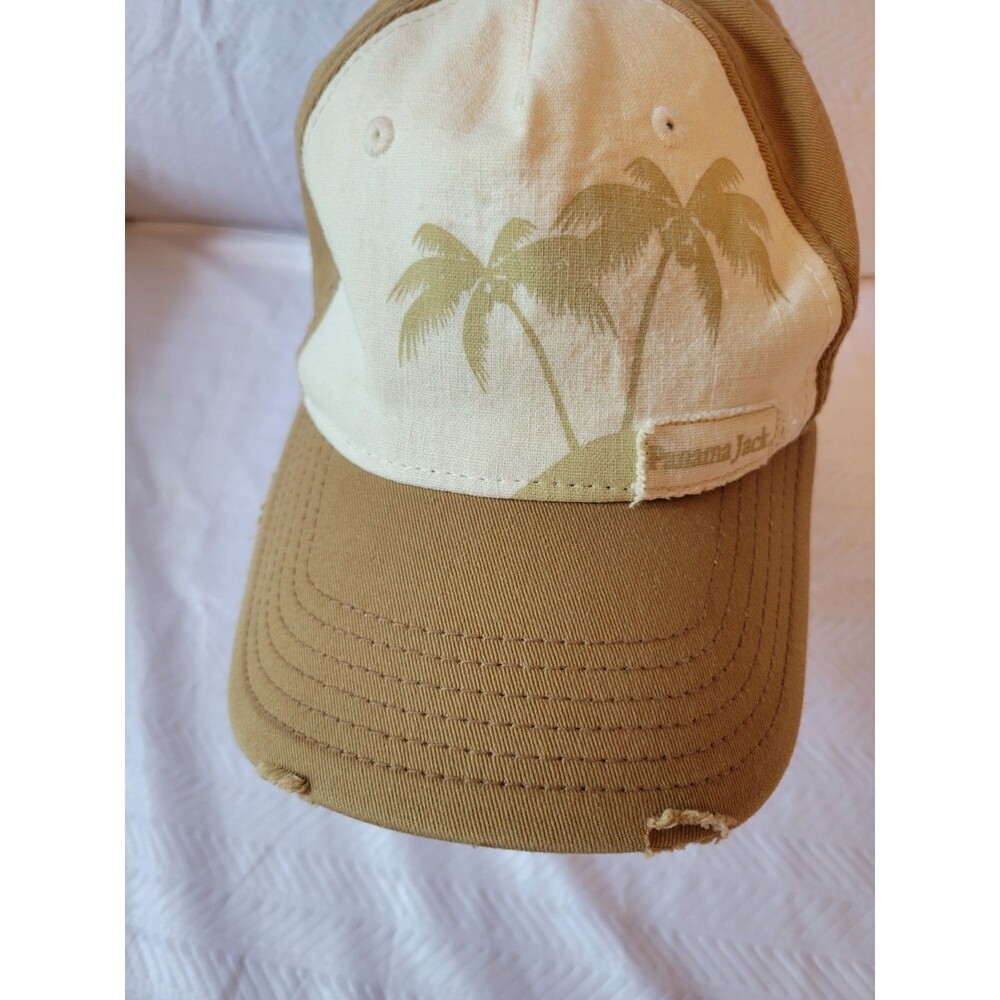 Panama Jack Strapback Distressed Cap Hat Beige/Tan